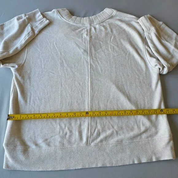 Aerie Womens L/G Cream V Neck Long Sleeve Sweatshirt Casual Top Comfy oversized - Picture 7 of 7